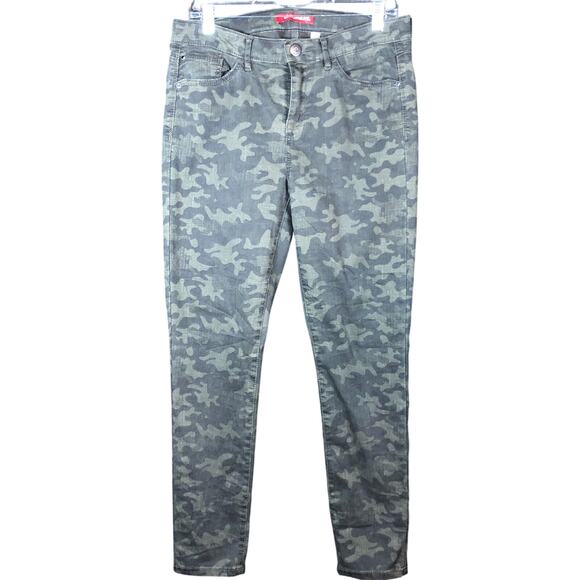 Union Bay Womens Jeans Green Camouflage Denim Mid Rise Skinny Stretch 13 - Picture 1 of 11